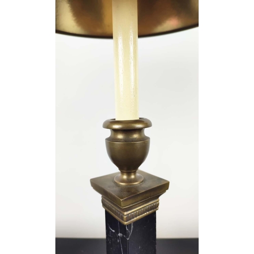 404 - TABLE LAMPS, a pair, candle stick form, with shades, 52cm H approx. (2)