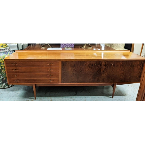 438 - SIDEBOARD, 230cm W x 51cm D x 79cm H, vintage.