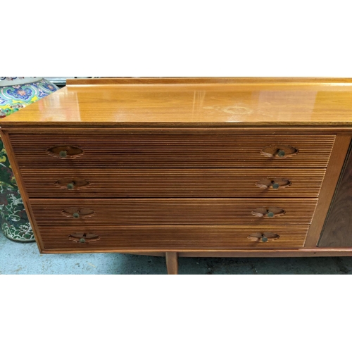 438 - SIDEBOARD, 230cm W x 51cm D x 79cm H, vintage.