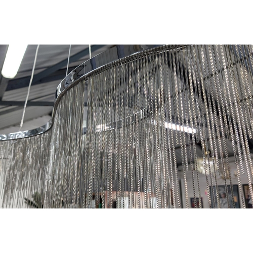 445 - CEILING PENDANT LIGHT, abstract design with tasseled detail, 180cm drop approx.