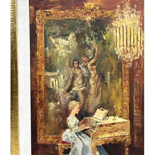 46 - MANNER OF GIOVANNI BOLDINI (Italian 1842-1931), 'Pianist in an Interior', oil on canvas, 48cm x 38cm... 