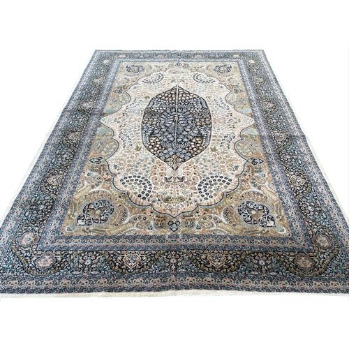 85 - FINE PART SILK TEHRAN DESIGN CARPET, 300cm x 205cm.