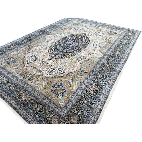 85 - FINE PART SILK TEHRAN DESIGN CARPET, 300cm x 205cm.