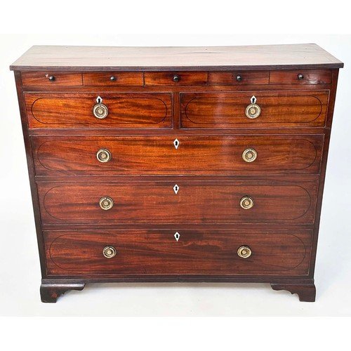 141 - SCOTTISH HALL CHEST, early 19th century figured mahogany of adapted shallow proportions with real an... 