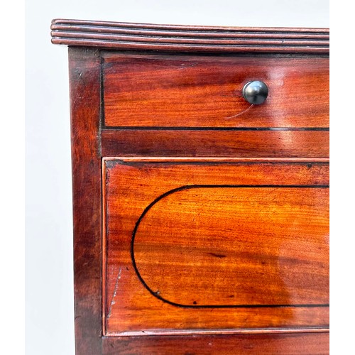 141 - SCOTTISH HALL CHEST, early 19th century figured mahogany of adapted shallow proportions with real an... 