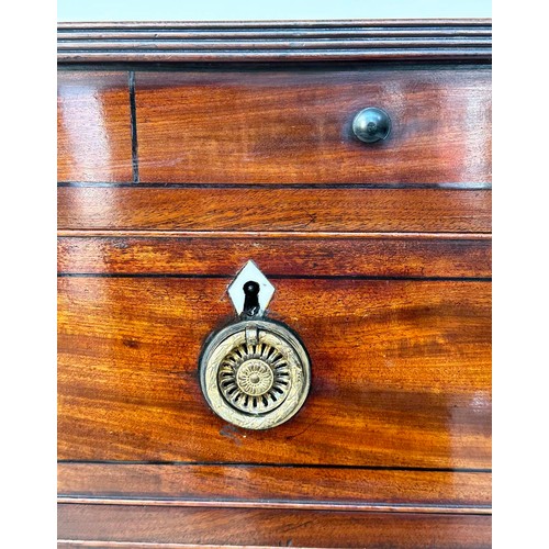 141 - SCOTTISH HALL CHEST, early 19th century figured mahogany of adapted shallow proportions with real an... 