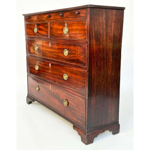 141 - SCOTTISH HALL CHEST, early 19th century figured mahogany of adapted shallow proportions with real an... 