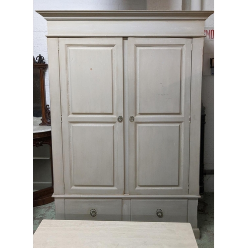 121 - WARDROBE, 202cm H x 63cm D x 143cm W, in a grey painted finish.