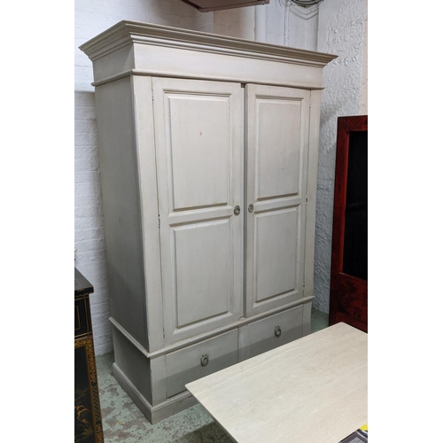 121 - WARDROBE, 202cm H x 63cm D x 143cm W, in a grey painted finish.