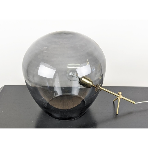 310 - TABLE LAMP, contemporary, glass shade, gilt metal stand, 35cm H approx.