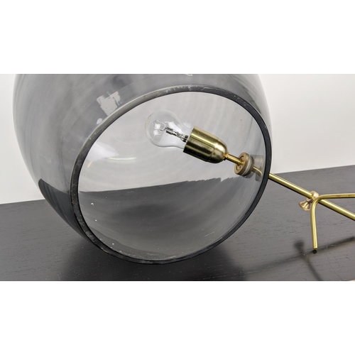 310 - TABLE LAMP, contemporary, glass shade, gilt metal stand, 35cm H approx.