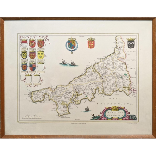 61 - AFTER JOHANNES BLAEU 'Maps of Britain lithographs', 50cm x 60cm, framed.