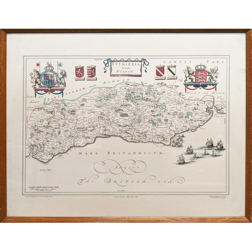 61 - AFTER JOHANNES BLAEU 'Maps of Britain lithographs', 50cm x 60cm, framed.