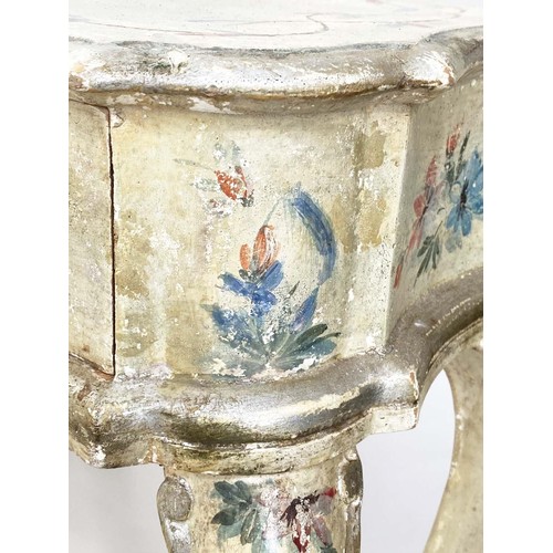 317 - VENETIAN COMMODES, a pair, early 20th century North Italian, Venice, parcel gilt and hand painted wi... 