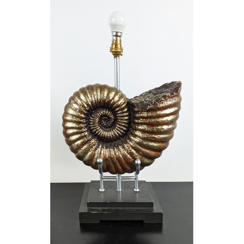 458 - TABLE LAMPS, a pair, faux ammonite form, 45cm H. (2)