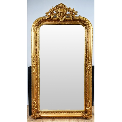 305 - WALL MIRROR, Continental style, gilt frame, bevelled plate.