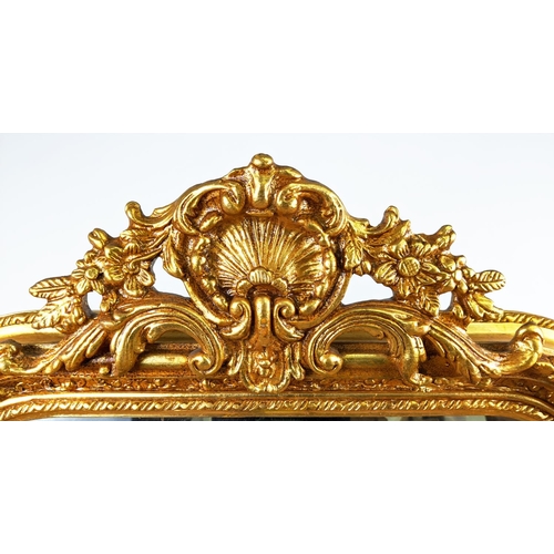 305 - WALL MIRROR, Continental style, gilt frame, bevelled plate.