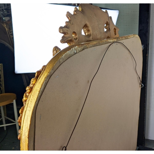 305 - WALL MIRROR, Continental style, gilt frame, bevelled plate.