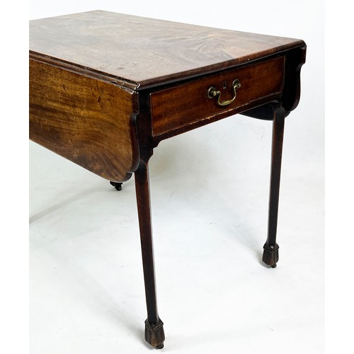 218 - PEMBROKE TABLE, 72cm H x 54cm x 90cm D, 99cm open, George III mahogany with single drawer on brass c... 