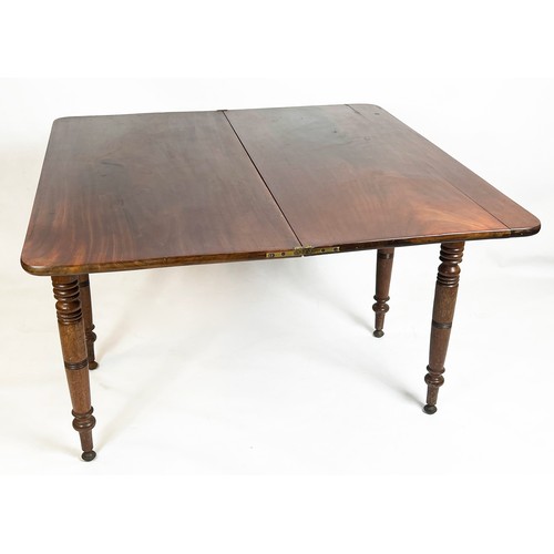 228 - TEA TABLE, 79cm H x 115cm W x 34cm D, early Victorian mahogany with foldover top and dummy drawer fr... 