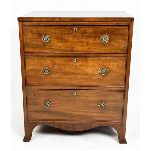 213 - CHEST, 77cm H x 65cm W x 40cm D, Regency mahogany, circa 1810, with divided top drawer, above two ot... 