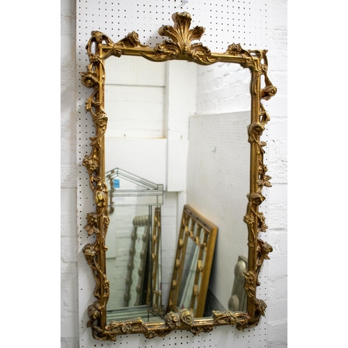 490 - WALL MIRROR, 97cm H x 57cm, Italian with entwined foliate rectangular gilt frame.