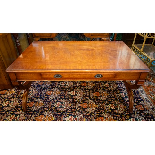 206 - LOW TABLE, 52cm H x 122cm W x 79cm D, Regency style mahogany with single drawer.