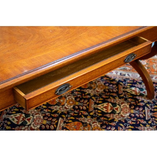 206 - LOW TABLE, 52cm H x 122cm W x 79cm D, Regency style mahogany with single drawer.