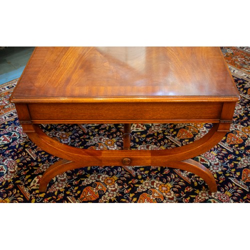 206 - LOW TABLE, 52cm H x 122cm W x 79cm D, Regency style mahogany with single drawer.