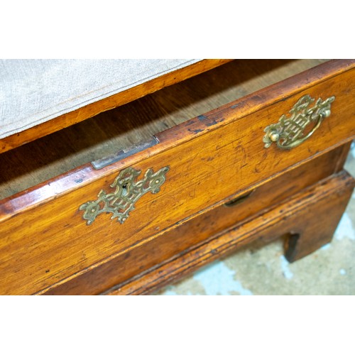 223 - BENCH, 58cm H x 92cm x 48cm, George II mahogany of two drawers with later grey chenille padded top.