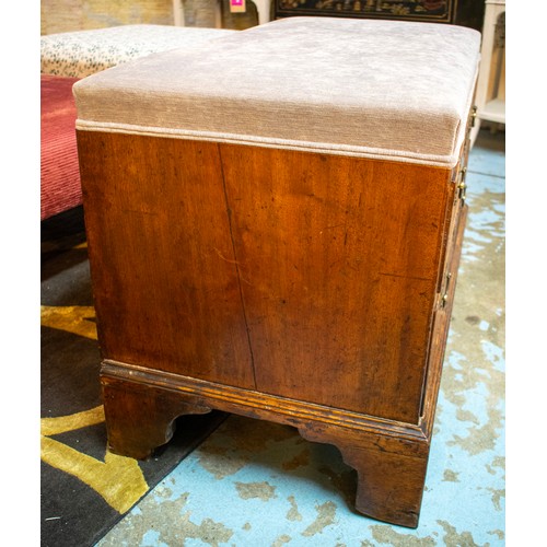 223 - BENCH, 58cm H x 92cm x 48cm, George II mahogany of two drawers with later grey chenille padded top.