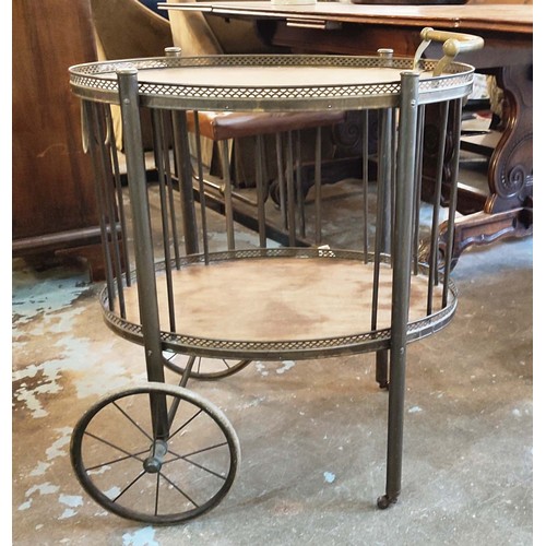 127 - DRINKS TROLLEY, 65cm W x 75cm H, oak and brass.