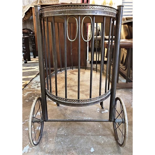 127 - DRINKS TROLLEY, 65cm W x 75cm H, oak and brass.