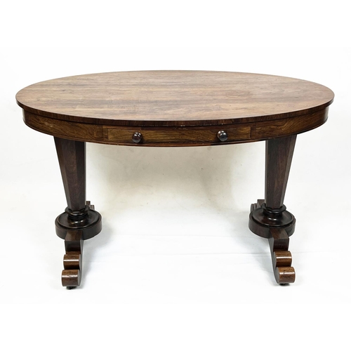 167 - LIBRARY TABLE, 75cm H x 122cm x 73cm, William IV rosewood, circa 1835, with oval top above a shallow... 