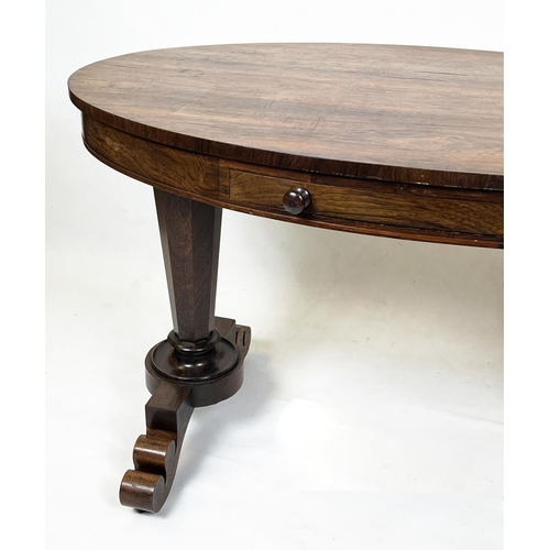 167 - LIBRARY TABLE, 75cm H x 122cm x 73cm, William IV rosewood, circa 1835, with oval top above a shallow... 