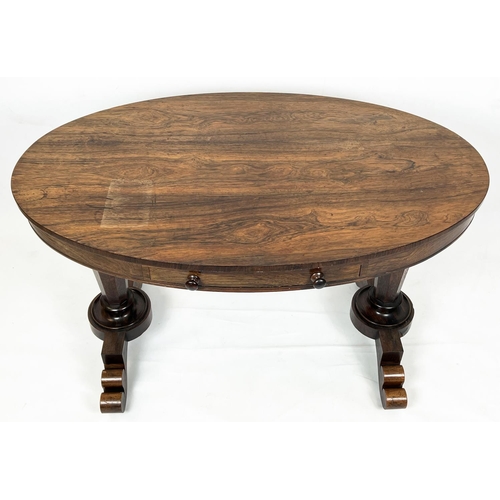 167 - LIBRARY TABLE, 75cm H x 122cm x 73cm, William IV rosewood, circa 1835, with oval top above a shallow... 