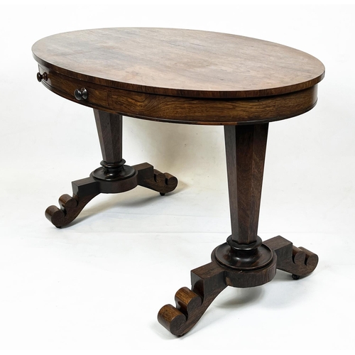 167 - LIBRARY TABLE, 75cm H x 122cm x 73cm, William IV rosewood, circa 1835, with oval top above a shallow... 