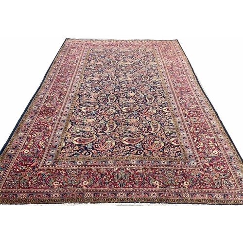 100 - ANTIQUE PAISLEY DESIGN KASHAN CARPET, 266cm x 183cm.