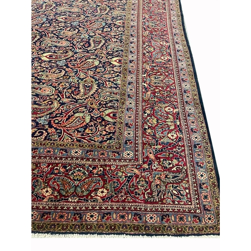 100 - ANTIQUE PAISLEY DESIGN KASHAN CARPET, 266cm x 183cm.