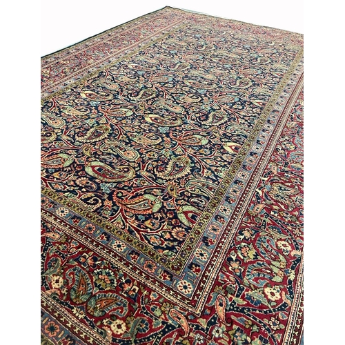 100 - ANTIQUE PAISLEY DESIGN KASHAN CARPET, 266cm x 183cm.