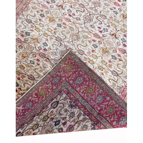 97 - VERY FINE TURKISH SILK KUM-KAPPI DESIGN RUG, 215cm x 138cm.