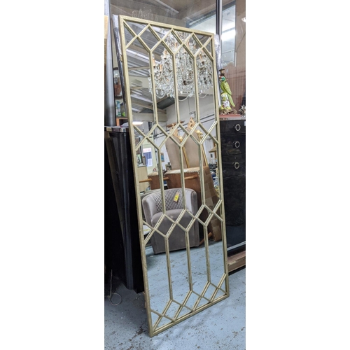 131 - ARCHITECTURAL WALL MIRROR, gilt frame, 201cm high, 72cm wide