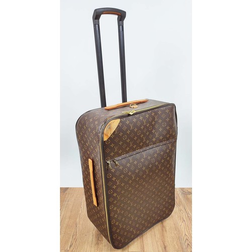 195 - LOUIS VUITTON PEGASE TROLLEY, monogram coated canvas with leather side and top handles, top ring for... 