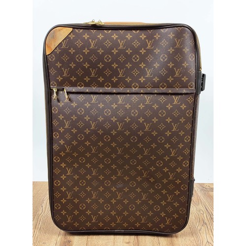 195 - LOUIS VUITTON PEGASE TROLLEY, monogram coated canvas with leather side and top handles, top ring for... 