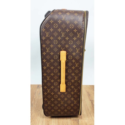 195 - LOUIS VUITTON PEGASE TROLLEY, monogram coated canvas with leather side and top handles, top ring for... 