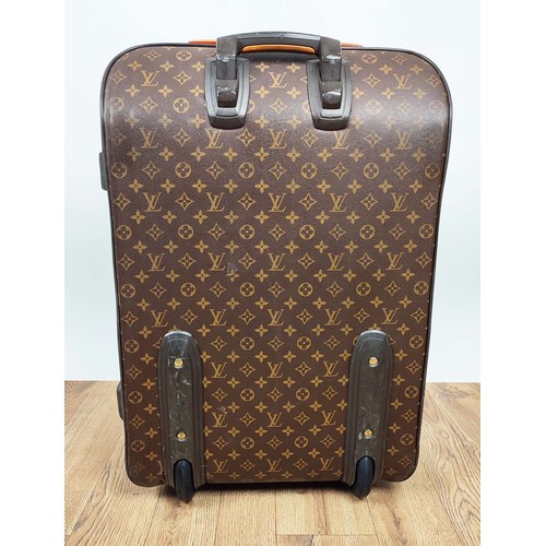 195 - LOUIS VUITTON PEGASE TROLLEY, monogram coated canvas with leather side and top handles, top ring for... 