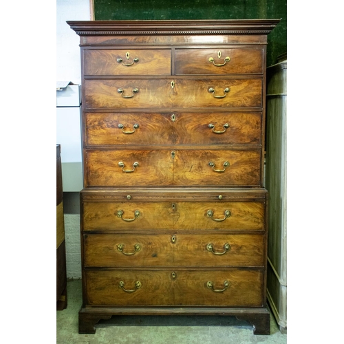 279 - CHEST ON CHEST, 190cm H x 121cm W x 59cm D, George III mahogany in two parts with eight drawers and ... 