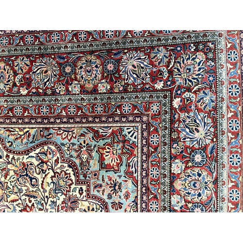 87 - ANTIQUE KASHAN CARPET, 330cm x 215cm.