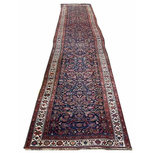 93 - ANTIQUE PERSIAN BIJAR RUNNER, 546cm x 107cm.