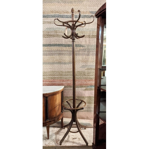 113 - COAT AND HAT STAND, 195cm H, bentwood.